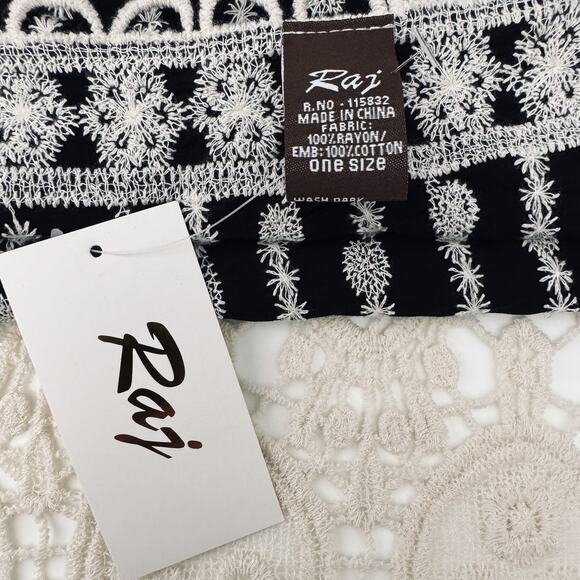 NWT Anthro Raj Crochet Black Ivory Kimono Open Cardigan Cover Top One Size Boho - Picture 4 of 4